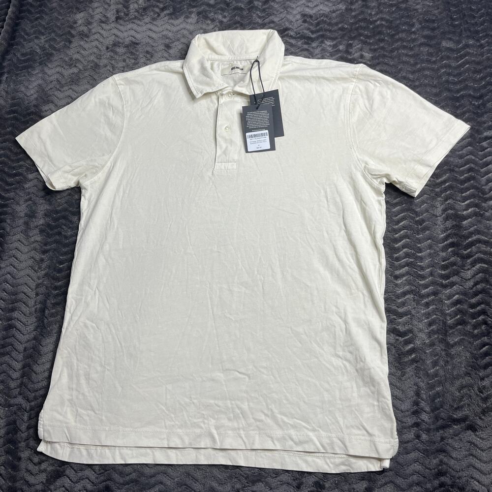Buck Mason Polo Shirt Men size M Natural Venice Wash Sueded Cotton Polo